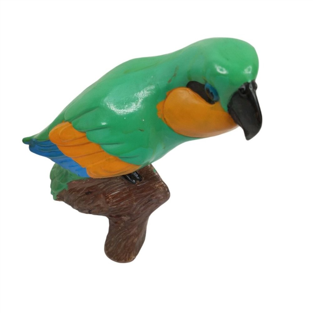 Parrot Figurine Green Red Hand Painted 11" Ceramic Rianna Lot of 2 - Picture 7 of 9